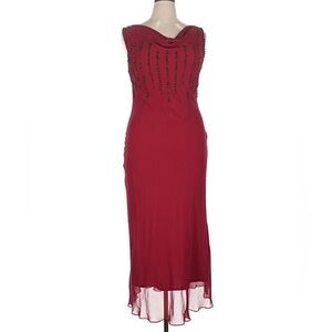 Ashro Deep Red Midi Dress